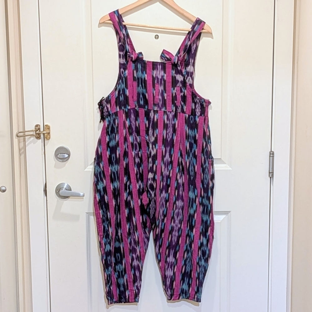 NWOT Beckwoman L 100% Guatemalan Cotton Pink and Turquoise Overalls - Picture 6 of 9